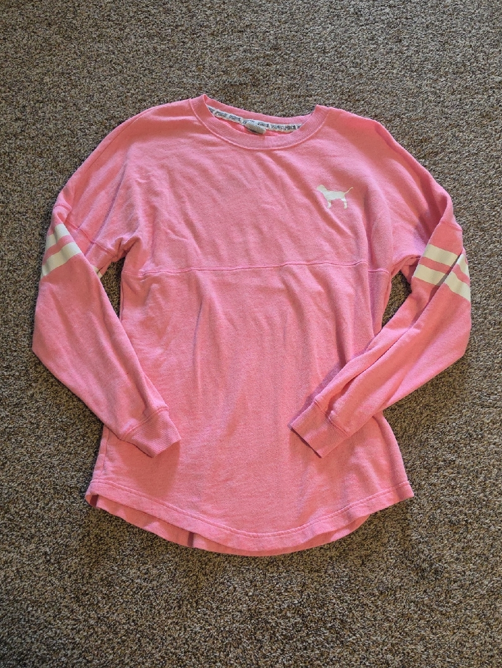 Women's XS Victoria's Secret PINK Pink Pullover with White Logo Trim